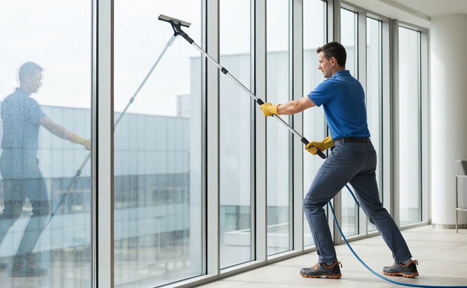 Ergonomische, schmerzfreie Fensterreinigung